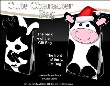 3D Milly Moo Cow Cute Xmas Character Gift Bag Mini Kit
