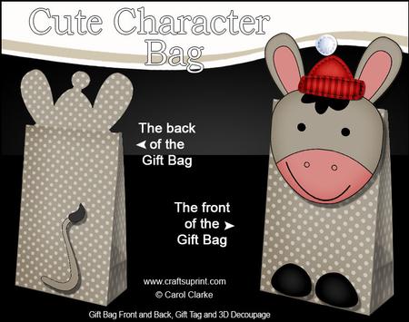 3D Coco Donkey Cute Xmas Character Gift Bag Mini Kit