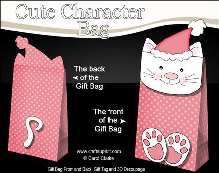 3D Little Cat Cute Xmas Character Gift Bag Mini Kit
