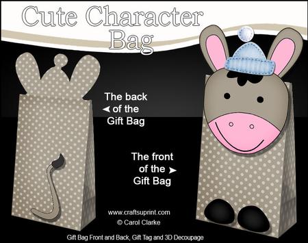 3D Coco Donkey Cute Xmas Character Gift Bag Mini Kit