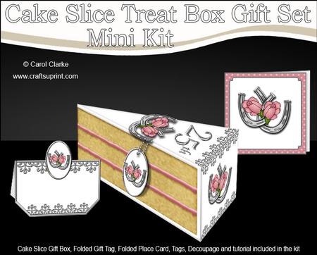 3D Silver Wedding Anniversary Cake Slice Treat Box Mini Kit
