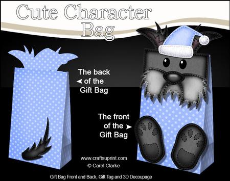 3D Hamish Scottie Dog Cute Xmas Character Gift Bag Mini Kit