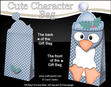 3D Penguin Cute Xmas Character Gift Bag Mini Kit