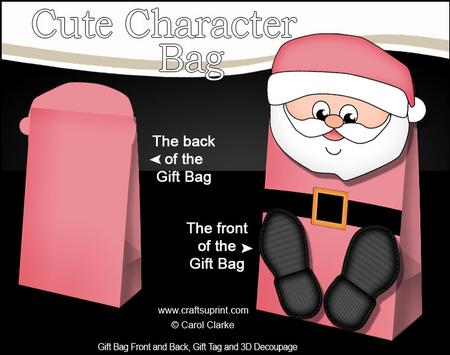 3D Santa Claus Cute Xmas Character Gift Bag Mini Kit