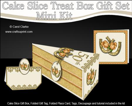 3D Golden Wedding Cake Slice Treat Box Gift Set Mini Kit