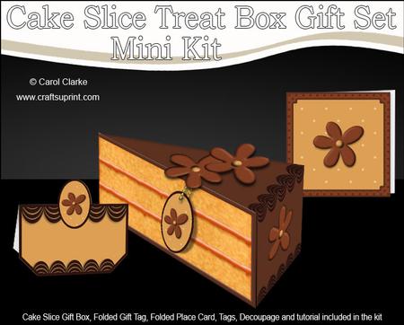 3D Chocolate Orange Cake Slice Treat Box Gift Set Mini Kit