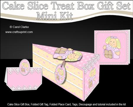 3D Little Doll Cake Slice Treat Box Gift Set Mini Kit