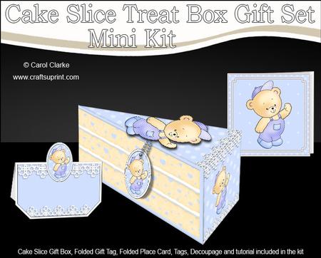 3D Little Teddy Cake Slice Treat Box Gift Set Mini Kit
