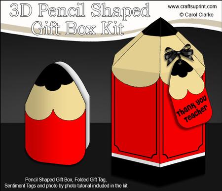 3D Pencil Shaped Treat or Favour Box Mini Kit