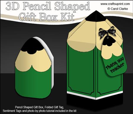 3D Pencil Shaped Treat or Favour Box Mini Kit
