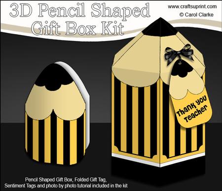 3D Pencil Shaped Treat or Favour Box Mini Kit