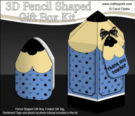 3D Pencil Shaped Treat or Favour Box Mini Kit
