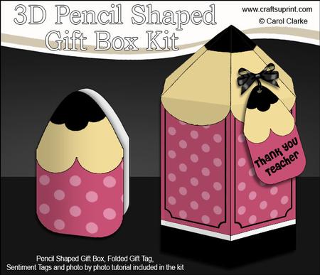 3D Pencil Shaped Treat or Favour Box Mini Kit