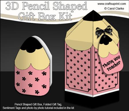 3D Pencil Shaped Treat or Favour Box Mini Kit