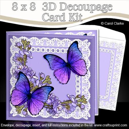 8 x 8 Butterflies Flowers & Lace Kit with 3D Decoupage