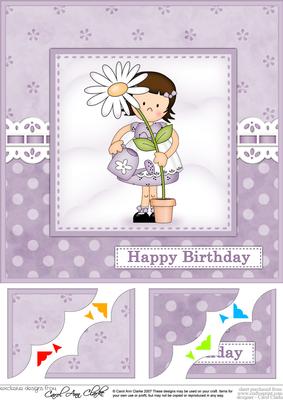 8 x 8 Girlz Suzi's Flower Birthday Scalloped Corner Topper