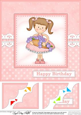 8 x 8 Girlz Liz's Flowers Birthday Scalloped Corner Topper