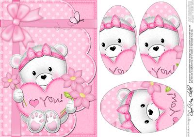 A5 Teddy Tess's Heart Oval Pyramage Topper
