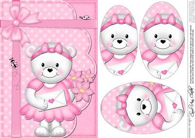 A5 Teddy Tess's Love Letter Oval Pyramage Topper