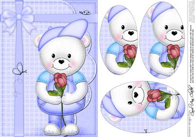 A5 Teddy Ed's Rose Oval Pyramage Topper
