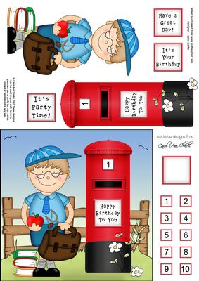 Boyz Schoolboy Zeke & Postbox Quick Card N 3D Decoupage
