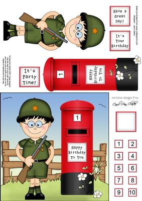 Boyz General Gazza & Postbox Quick Card N 3D Decoupage