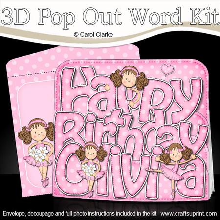 3D Birthday Girlz Betzi Ballerina Olivia Pop Out Word Card