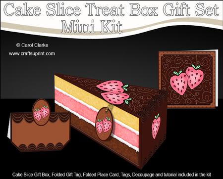 3D Chocolate Strawberry Cake Slice Treat Boxmini Kit