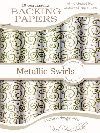 'gold Metallic Swirls' Backing Papers Kit - Shades of White