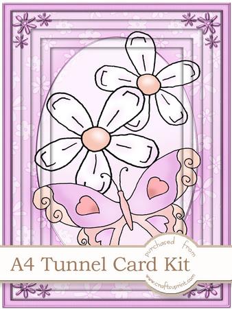 A4 Fluttery Butterfly in Pink Tunnel Card Kit