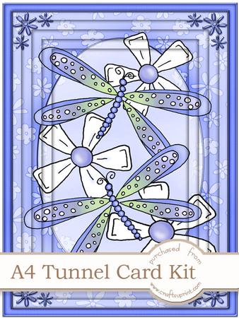 A4 Dreamy Dragonflies in Blue Tunnel Card Kit
