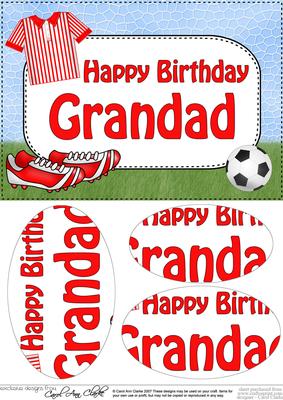 A5 Birthday Grandad Football Oval Pyramage Topper