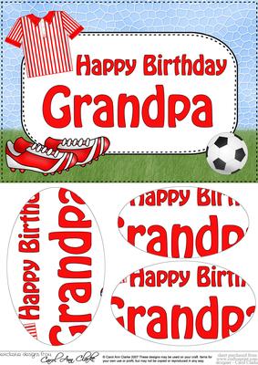 A5 Birthday Grandpa Football Oval Pyramage Topper