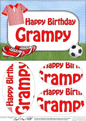 A5 Birthday Grampy Football Oval Pyramage Topper