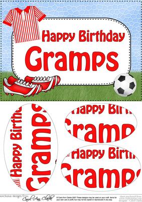A5 Birthday Gramps Football Oval Pyramage Topper