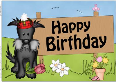 A4 Scottie Dog Birthday Card Topper