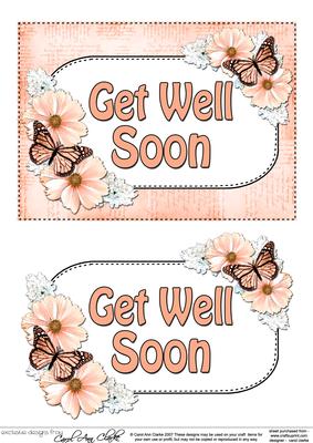 5x7 Get Well Soon Flowers & Butterflies 3D Decoupage