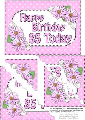 5x7 85th Birthday Bouquet Scallop Corner