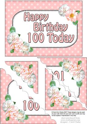 5x7 100th Birthday Roses Scallop Corner