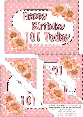 5x7 101st Birthday Flowers Scallop Corner