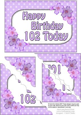 5x7 102nd Birthday Violas Scallop Corner
