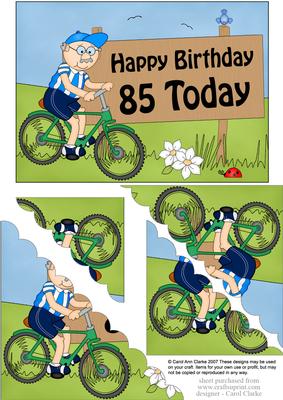 5x7 85th Birthday Bert's Bike Scallop Corner