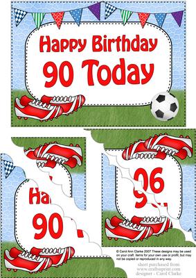 5x7 90th Birthday Football Scallop Corner