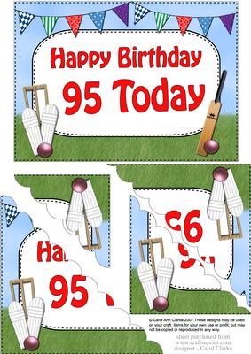5x7 95th Birthday Cricket Scallop Corner