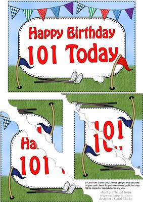 5x7 101st Birthday Golf Scallop Corner