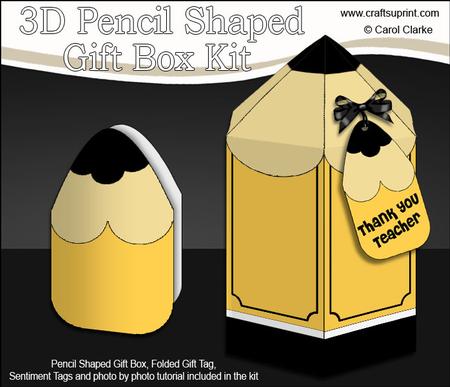 3D Pencil Shaped Treat or Favour Box Mini Kit