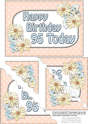 5x7 95th Birthday Daisies Scallop Corner
