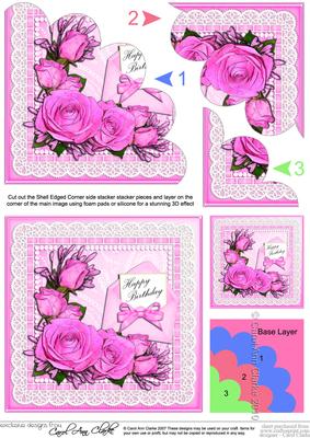 Birthday Roses Lace N Pearls Shell Edged Corner Side Stacker
