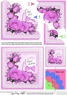 Birthday Roses Lace N Pearls Shell Edged Corner Side Stacker