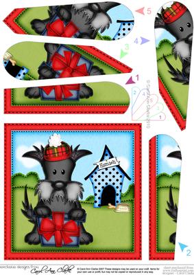 Hamish Scottie Dog Present Fan Pyramage Topper